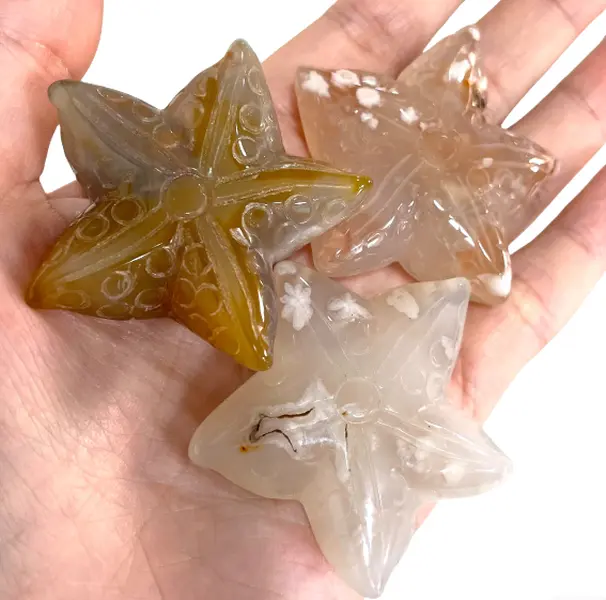 IG Crystal 10 Counts Starfish Shape Crystal Flower Agate Starfish Healing Crystal Home Decoration