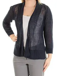 Alfani Womens New Navy Long Sleeve Open Cardigan Casual Top XL