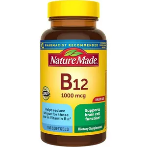Nature Made Vitamin B12 1000 mcg, Dietary Supplement for Energy Metabolism Support, B12 Vitamins 1000 mcg, 150 Softgels, 150 Day Supply