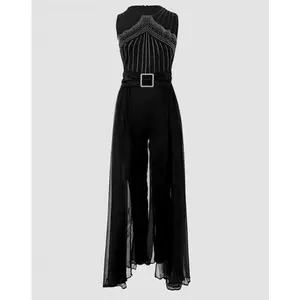 Jumpsuit for Women Party Casual Rhinestone  Mesh Sleeveless Jumpsuits Skinny Outfits  Ladies Suit Women's clothing Fashion Womenswear