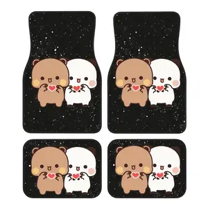4pcs Cute Bear Pattern Car Mat Set - Suitable for Sedans And Suvs, a Perfect Gift for Both Men And Women, Car Interior Additions