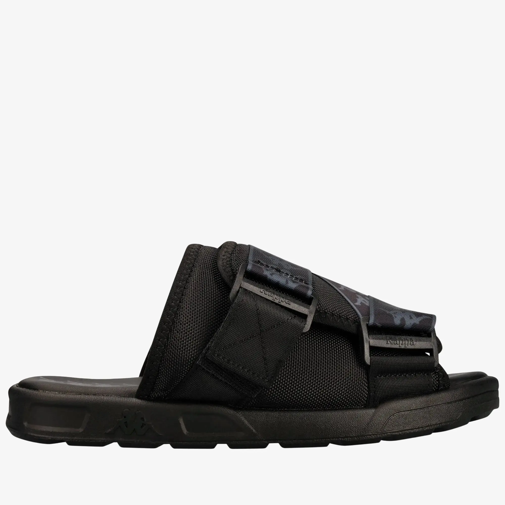 Authentic 222 Banda Mitel 1 Unisex Casual Sandals - Banda Design with Omini Logo, Black Grey Dk, Open Toe, Strap, Shoe