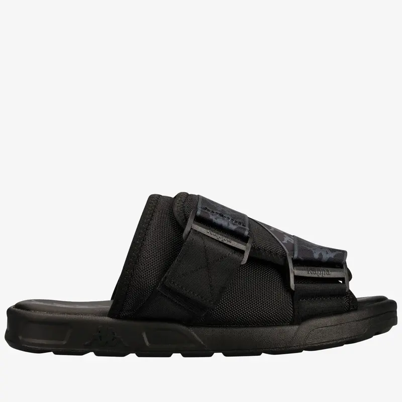 Authentic 222 Banda Mitel 1 Unisex Casual Sandals - Banda Design with Omini Logo, Black Grey Dk, Open Toe, Strap, Shoe