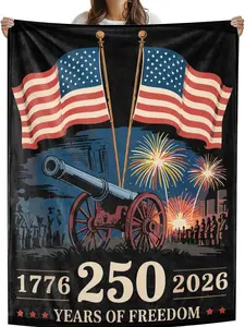 1776–2026 – “250 Years of Freedom” Patriotic Blanket Gifts for Adults Thick Warm Bedding