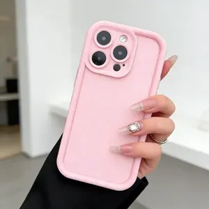1pc Matte Soft Thick Silicone-TPU Shockproof Full-Cover Cellphone Case - Tech Accessory for 11,12,13,14,15,16,17,X/XS,XR,XS Max,16e Series Devices (Pink)