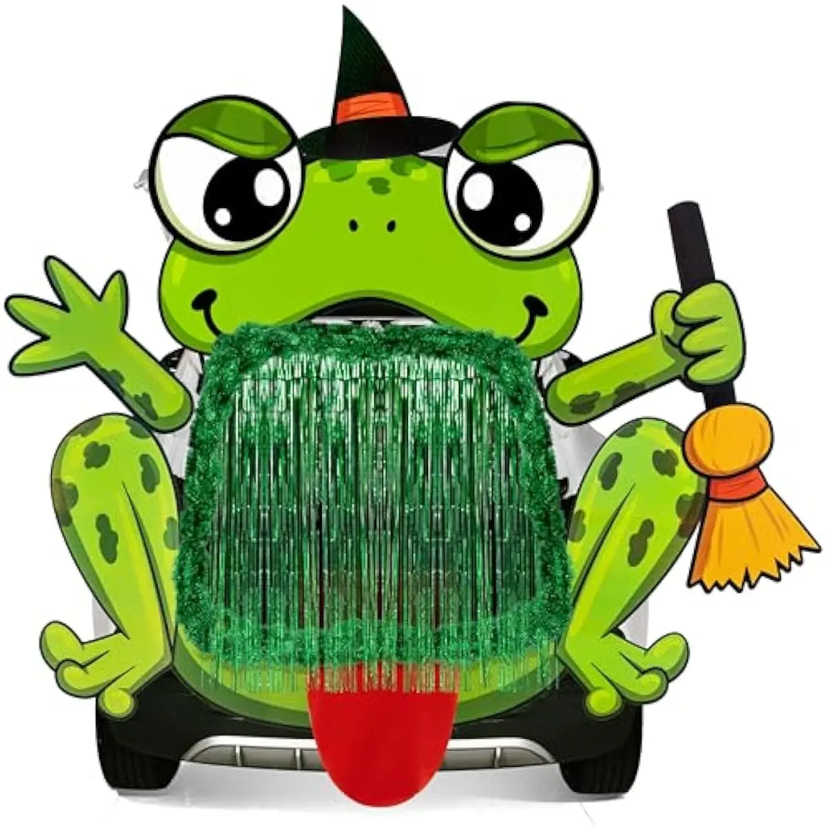 Halloween Trunk Or Treat Car Decorations Kit for SUV, Frog Archway Entryway Stickers Haunted House Door Outdoor Decor, with Balloons Tassel Dot Glue