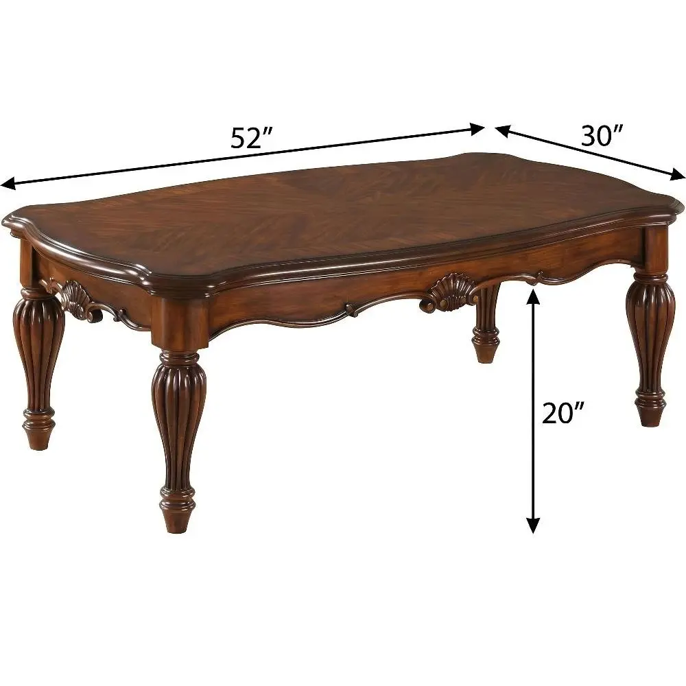 Cherry Wood Veneer Coffee Table, Indoor Furniture with Durable Surface, 110 lbs Capacity, Easy-to-Clean for Family Rooms & Gathering Spaces (Gentle Cleaning with Damp Cloth)