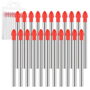 20 count 6 mm Tile Drill Bits Cemented Carbide Masonry Drill Bits for Glass Multi-Material Concrete Cement Ceramic Carbide Plastic Brick Wall, Orange