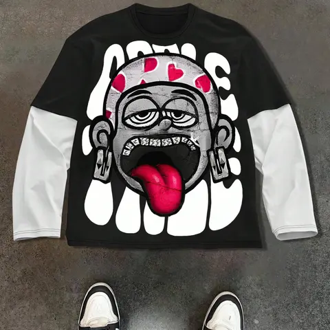 Unisex Short Sleeve T-Shirt, Top, Cartoon Graphic Print Design, Comfortable Fashion Casual Trendy American Vintage Street Style, Streetwear, Summer, Casual Streetwear Look