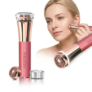 Facial Hair Remover for Women – Painless 16mm Dual Ring Floating Head Blade, Portable, Electric Razor & Epilator for Flawless Face, Lips & Chin – with 18K Gold-Plated Head, 360° LED Light