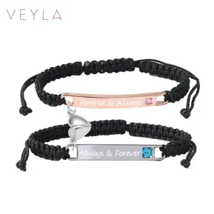 Matching Magnetic Heart Bracelets for Couples, Stylish Stainless Steel Braided Bracelets, Romantic Love Jewelry Gift for Him and Her, Ideal for Valentine’s Day, Christmas, Birthday & Anniversary - Veyla