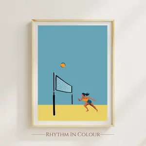 Beach Volleyball Poster Sports Lovers Art Print Minimal Modern Wall Art Sport Hobby Minimalist Pop Art Gift for Volleyball Sport Art Gift