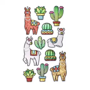 Sparkling Wild Llama 3D Foil Stickers, 11-Piece