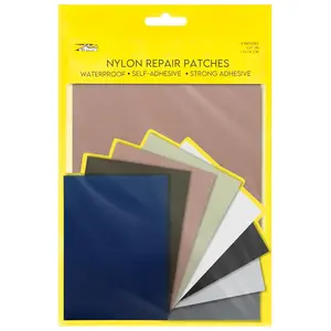 Nylon Self-Adhesive Repair Patches 8 Pack  Durable 5x7 Inch Fabric Patches for Jackets Tents Backpacks Sleeping Bags Clothing 8 Assorted Colors No Ironing Easy Fix