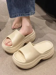 Women's Fashionable Solid Color Slides, Casual Comfortable Home Slippers, Soft Non-slip Slippers for Indoor & Outdoor Wear, Walking Shoes, Soft Sole Slippers