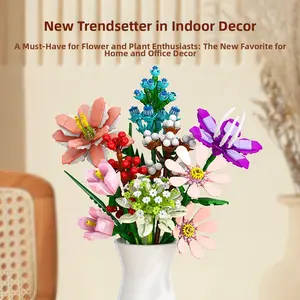 DIY Flower Bouquet Kit Compatible with Lego Building Toys, Realistic Floral Decor for Home, Perfect Gift for Valentine's Day and Mother's Day