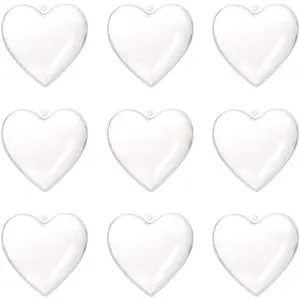 10 count Clear Plastic  Fillable Hearts Shape Box DIY Craft  Ornament for Wedding Engagement Anniversary Party Decor