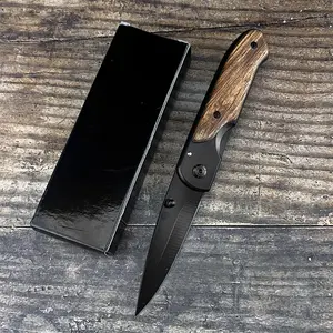New Bm Da44 Logoless Folding Pocket Knife, 5cr13mov Steel Blade, Stainless Steel Inlaid Color Wood Handle, Camping Fishing Tool, Outdoor Camping Equipment