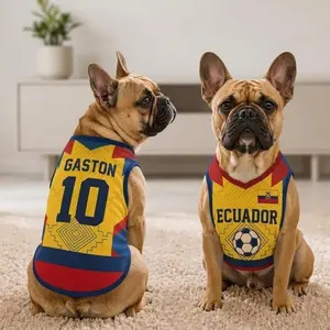 Personalized Ecuador Pet Soccer Jersey, Soccer Outfit for Dog, Ecuador Football Shirt, Cute Puppy Sportswear, Add Name & Number in Order Notes