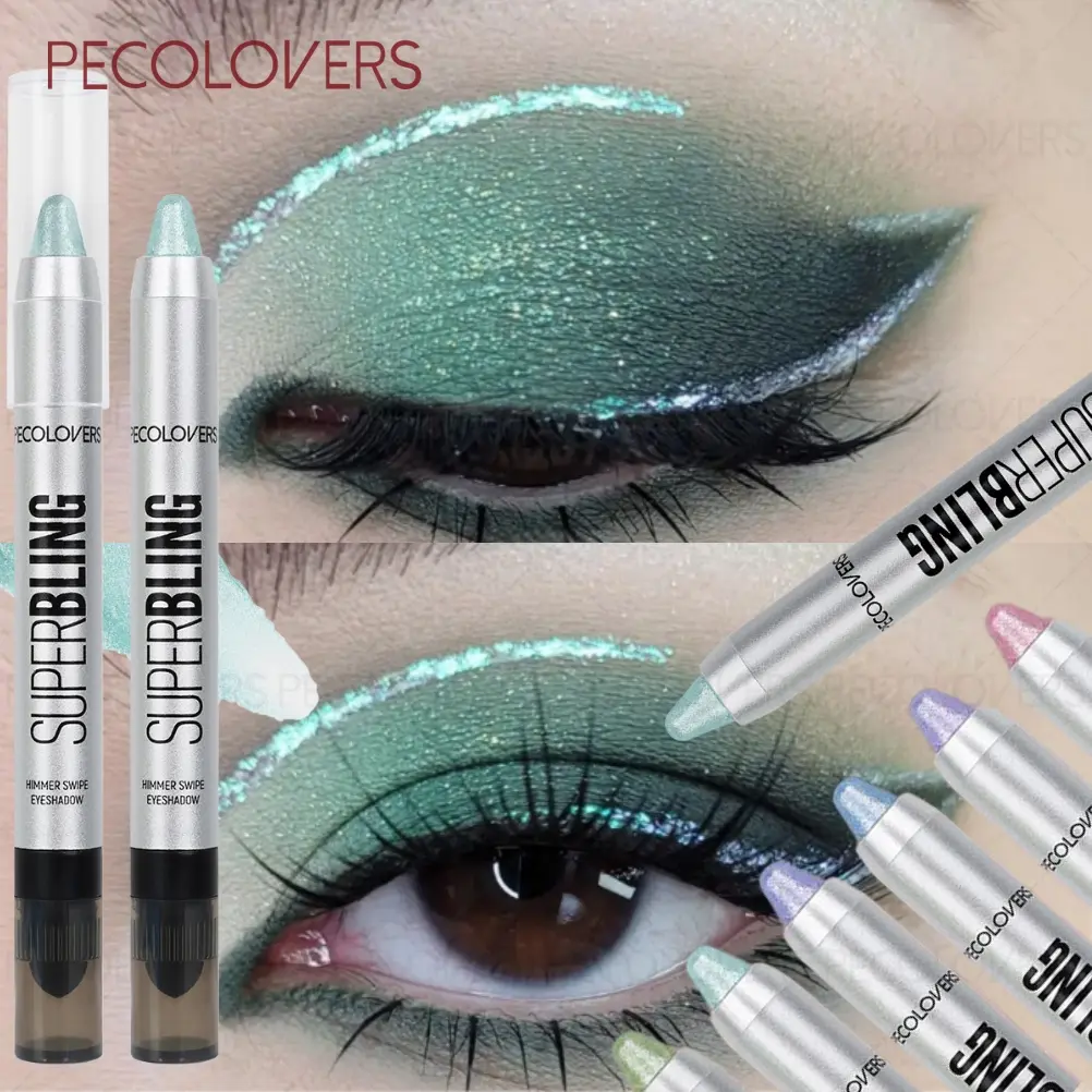6pcs/set High Light Eyeshadow Stick, Green, Blue, Purple, Pink, Shimmer Glitter, Rich In Colors, Suitable for Daily Use, Glam Pack Glitter, Eyeshadow Makeup, Sparkly Shimmer Eyeshadow