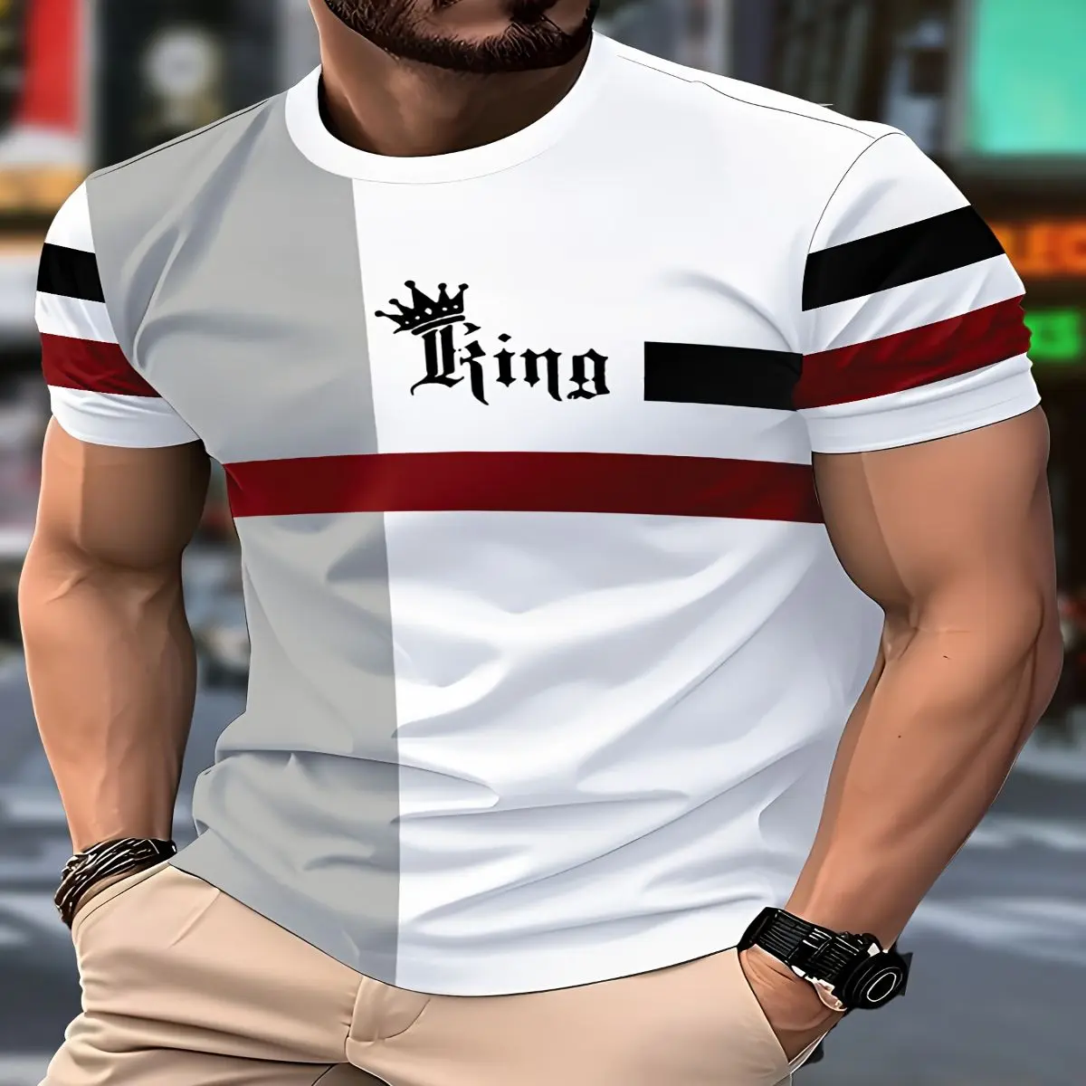Men's 3D Novelty Short-Sleeve Sports T-Shirt with Quick-Dry Fabric, 3D Men's Short-Sleeve T-Shirts
