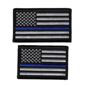 Police USA Flag Thin Blue Line Bundle Hook Fastener Patch