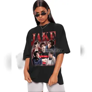 Women's Limited Jake Kpop Vintage Unisex Short-Style T-Shirt, Comfortable Fabric Fan Tee, Retro Homage Kpop Merch for Modern Living