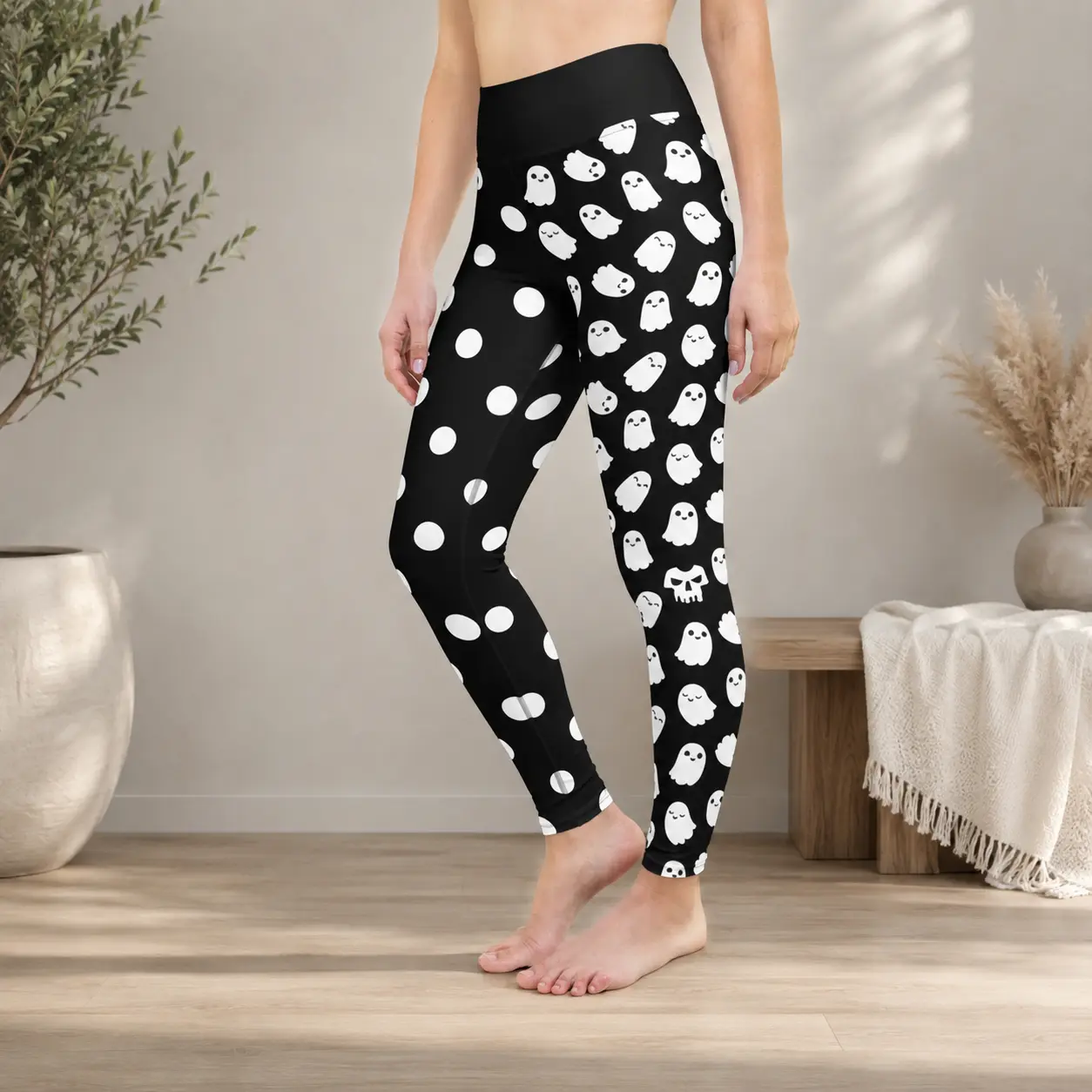 Halloween Leggings for Women, Ghost Print Yoga Pants, Yoga & Fitness Outfits, Athletic Activewear