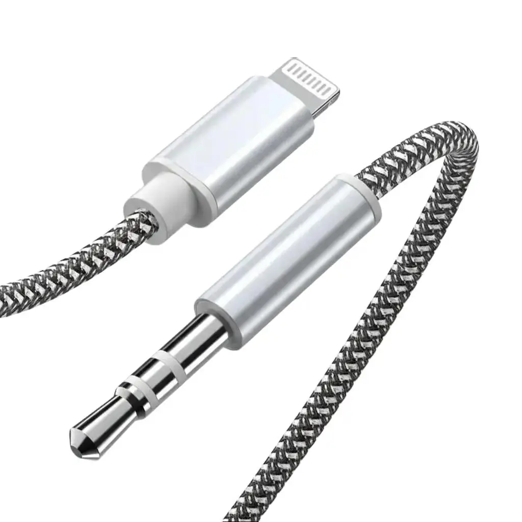 Lightning to AUX Auxiliary Input Cable - Nylon Braided 3.3ft Electronic Cord for iPhone 14/13/12/11/XR/X/8/7 Smartphone, Cellphone, Mobile Device, Plug-in Car Accessory for Stable Connection, 3.3Ft Car Reach, Car Stereo Hookup