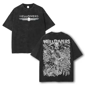 valentine shirts HELLDIVERS Graphic Tee, Gaming Washed Crewneck Shortsleeve Tshirt, Soft Cotton Fabric Classic Men Top Menswear gift shirts Oversized Seamless Casual Hoodie