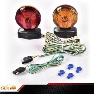 For 12V Magnetic Towing Tow Light Trailer RV Tow Dolly Tail Towed Amber/Red Lamp