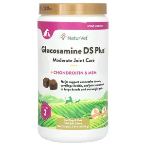 NaturVet Glucosamine DS Plus, Moderate Joint Care Plus Chondroitin & MSM, For Dogs & Cats, Level 2, 240 Soft Chews, 1 lb 4 oz (576 g)