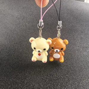 Kawaii Rilakkuma Easy Bear Keychains Lazybear Doll Bag Clothing Puller Phone Rope Keyrings Accessories Pendants Couple Gifts