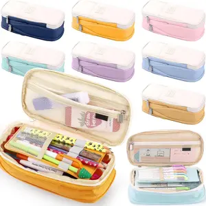 1pack Pencil Case with Zipper Storage Pen Case Colorful Pencil Pouch Stationery Pencil Holder Large Pencil Box Light Cute Pencil Bag Back to School Gift for Kids Students