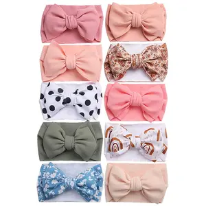 Oversized Baby Headbands with Bows - Elastic Nylon Hairbands, Head Wraps and Hair Accessories for Newborns, Infants, Toddlers and Kids