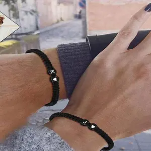 Braided Bracelet with Heart & Letter Charms, Fashionable Jewelry for Women & Men, Trendy All-Match & Exquisite Jewelry for a Love Gift? charm bracelets