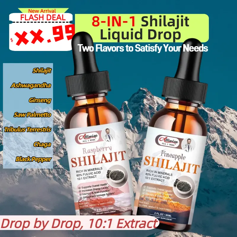 Shilajit Drops Supplement With Minerals, 2 FL.OZ 60 ml per Bottle for Men & Women Wellness Supplement Edible Healthcare Dietary Vitamin  Fitness