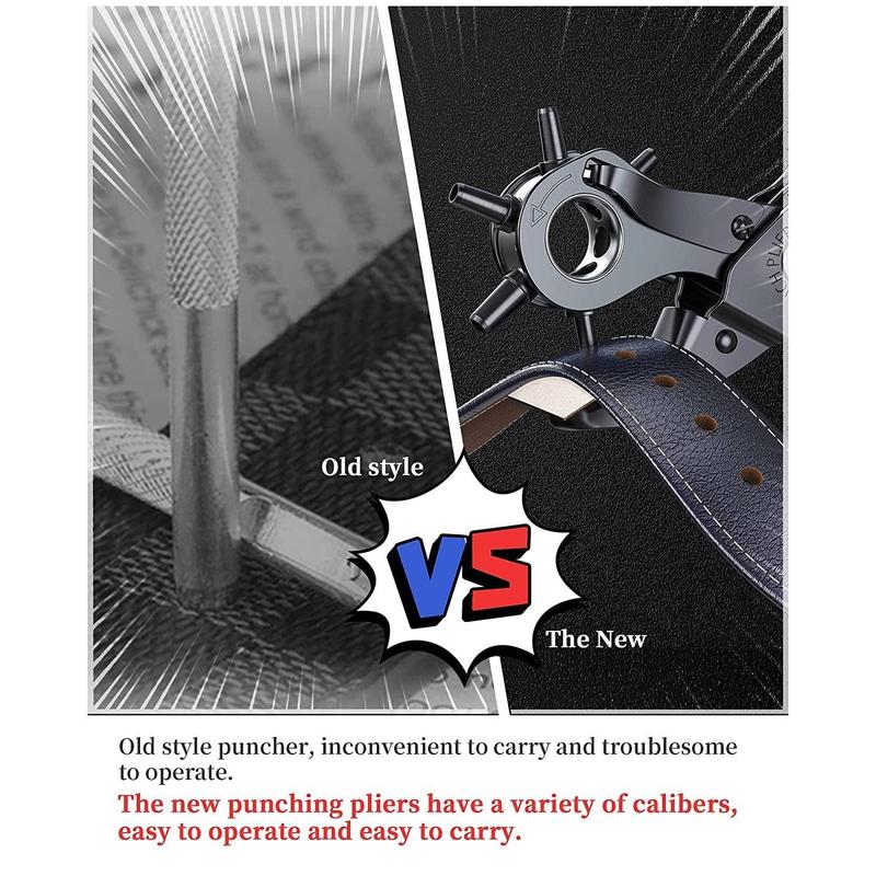 Leather Hole Puncher for Belts Watches Handbags Revolving Punch Plier Kit with 6 Stage Rotation Ergonomic Design 2 4.5mm Punching Diameter Professional Leather Punch Tool
