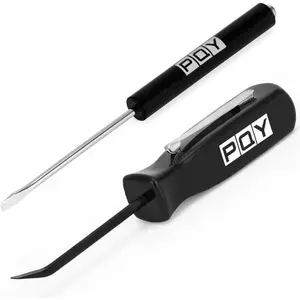 Pocket Magnetic Screwdriver Slotted Head With Magnet Top + Mini Pry Bar Set (black)
