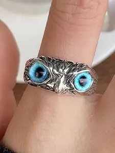 Lot Hip Hop Punk Colored Owl Ring for Men Women Adjustable Size Party Travel Daily Jewelry Accessories Hip-Hop Owl Retro Personality Single Open Finger Ring