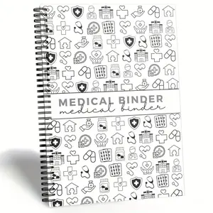 Spiral Bound Medical Binder, 1 Count 70+ Pages Healthcare Planner Bundle with Doctor Visit Notes, Family Medical History Tracker & Health Journal for Seniors/caregivers, Planner Notebook