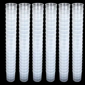100Pcs 100ML Clear Plastic Graduated Measuring Beaker Set with Raised Graduations Tapered Spout Mixing Cups for Epoxy Resin Paint Food Lab Use