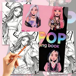 K-Pop Coloring Book, 22 Pages A4 Size, Single-Sided Print, Thick Premium Paper, No Bleed Through, Stress Relief, Perfect Gift for Adults
