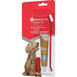 Dental Care Kit for Dogs and Puppies, Cleans Teeth and Fights Bad Breath, Reduces Plaque and Tartar Formation, Enzymatic Tooth Brushing Kit, Peanut Flavor, 2.5oz Toothpaste + Toothbrush