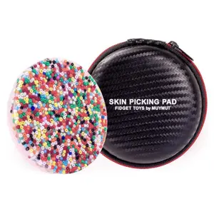 2pcs 8CM/3.2inch Silicone Skin Picking Fidget Toy Sensory Pad for Trichotillomania Dermatillomania ADHD OCD Kids Adults Includes Carry Case