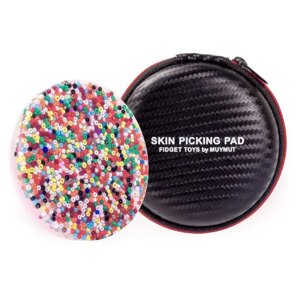 2pcs 8CM/3.2inch Silicone Skin Picking Fidget Toy Sensory Pad for Trichotillomania Dermatillomania ADHD OCD Kids Adults Includes Carry Case