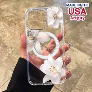 Magnetic Phone Case for iPhone 15 Plus 16 Pro Max 16E 14 13 12 11 X XS XR Pure Petals Pattern TPU Shockproof Anti-Scratch Stylish Smartphone Cover