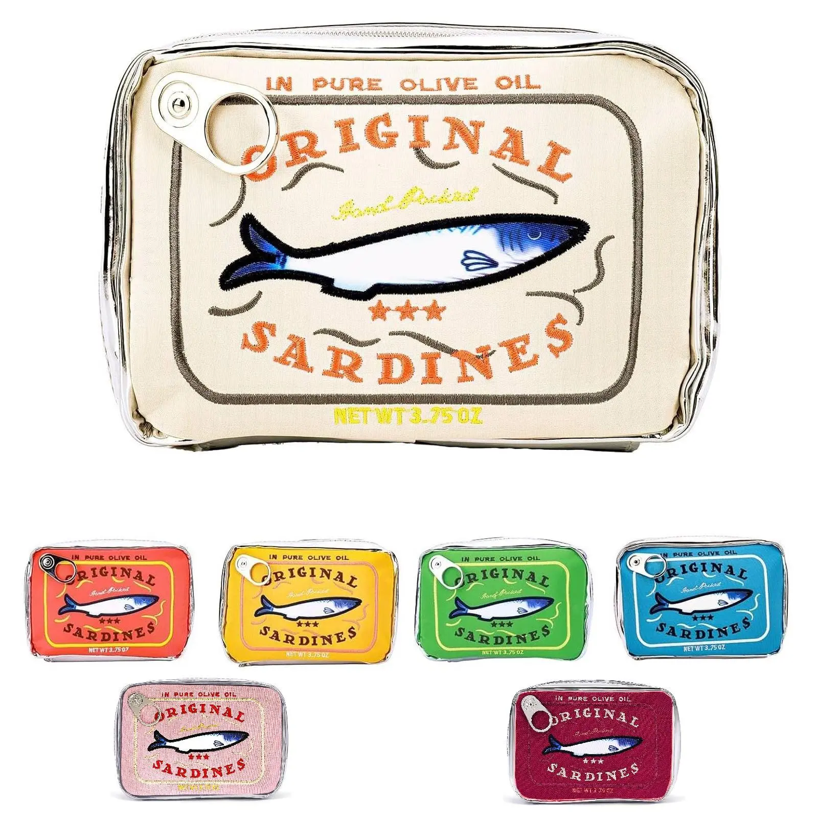 Sardines Can Design Makeup Bag, Cute Canned Sardines Style Toiletry Bag, Creative Cosmetics & Funny Travel Organizer Bag for Eye Shadow, Cosmetic Pouch