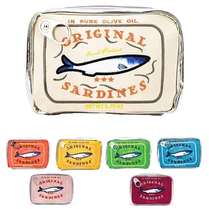 Sardines Can Design Makeup Bag, Cute Canned Sardines Style Toiletry Bag, Creative Cosmetics & Funny Travel Organizer Bag for Eye Shadow, Cosmetic Pouch