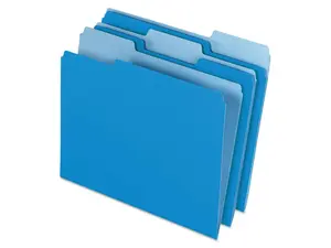 Pendaflex Colored File Folders 1/3 Cut Top Tab Letter Blue/Light Blue 100/Box 15213BLU
